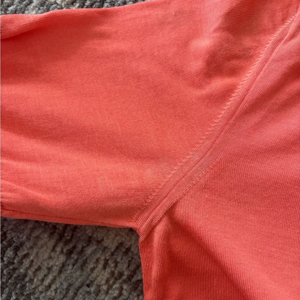 Authentic CHANEL cotton mix pink salmon short sleeve sweater